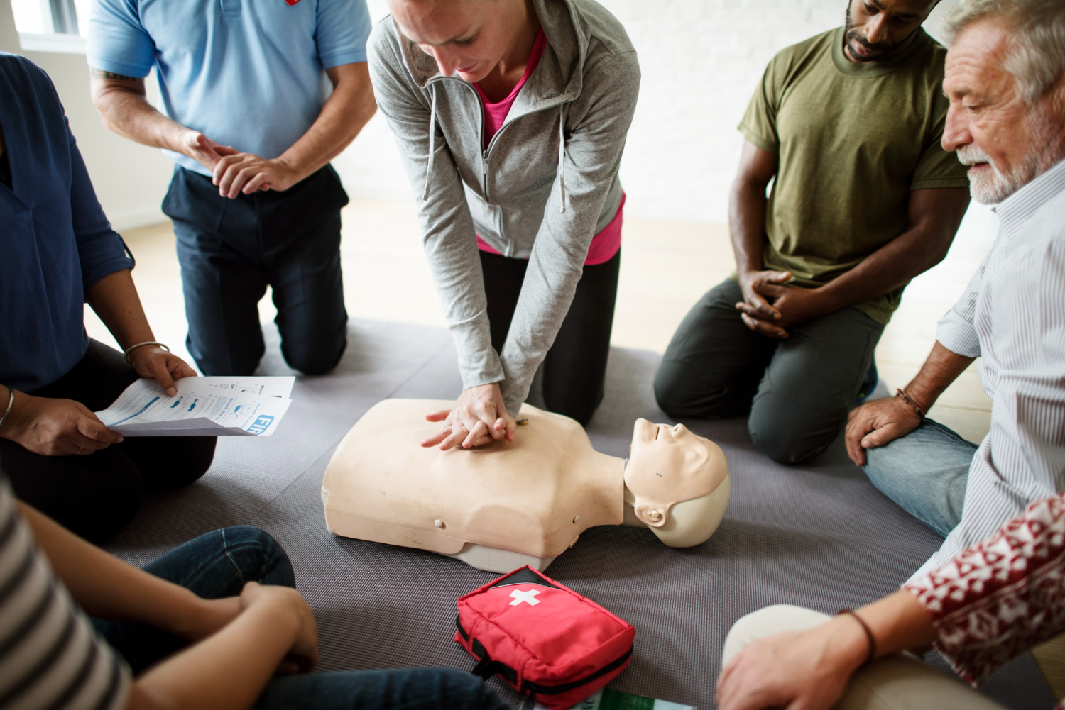 Healthcare professional performing CPR training